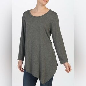 Kenar 100% Kashmir, cozy, whimsy, charcoal oversize asymmetric Sweater large